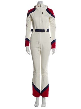 Perfect Moment Cream Jumpsuit with Red & Navy Panels